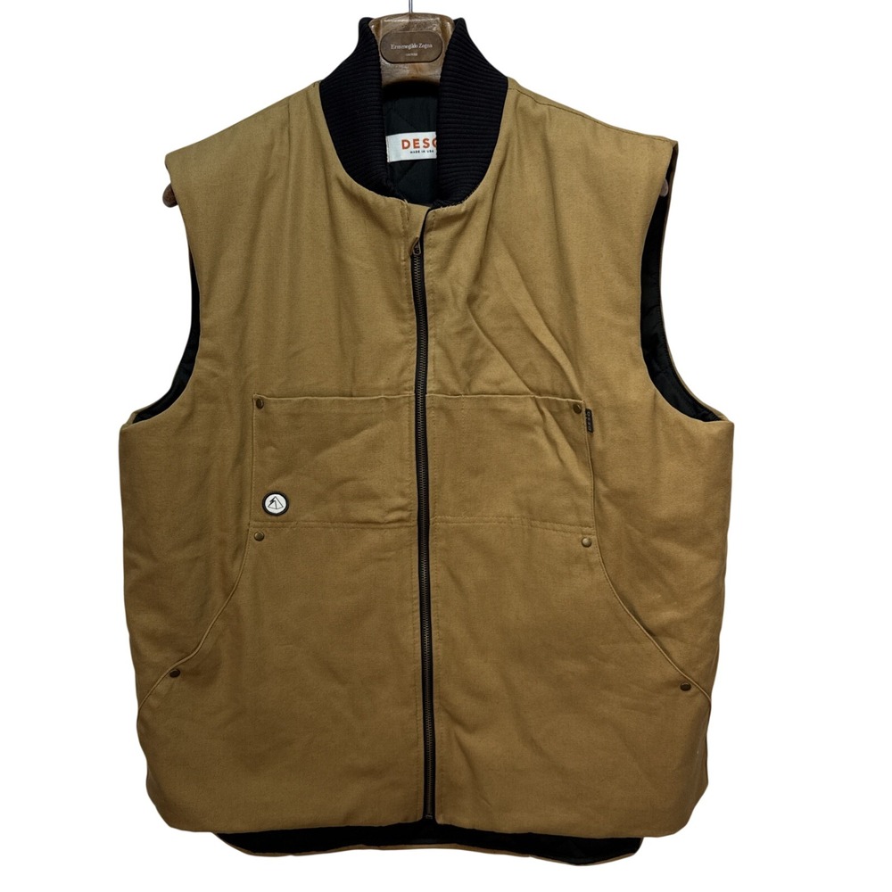 DESO Mens Hard Chore Vest Size XXL Burlywood Cotton Canvas Quilted Liner USA